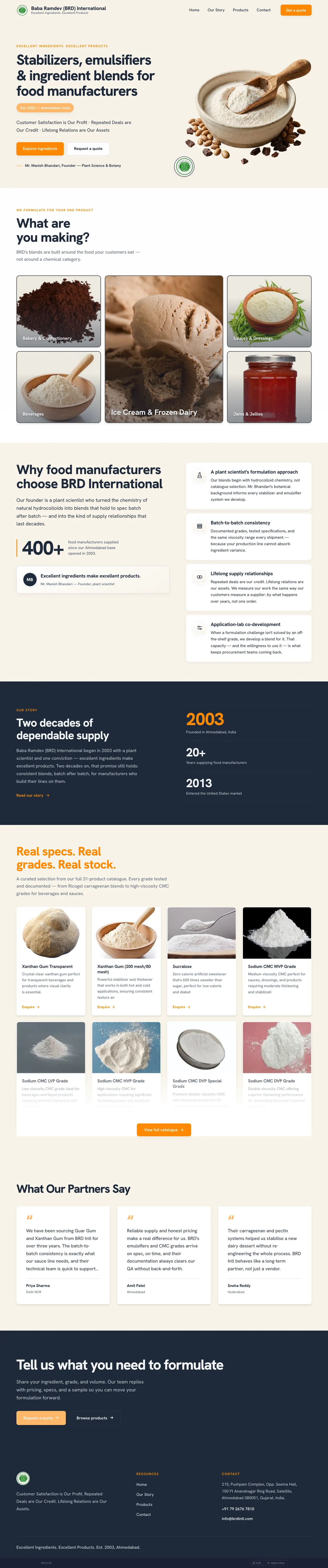 Full-page preview of the BRD International template