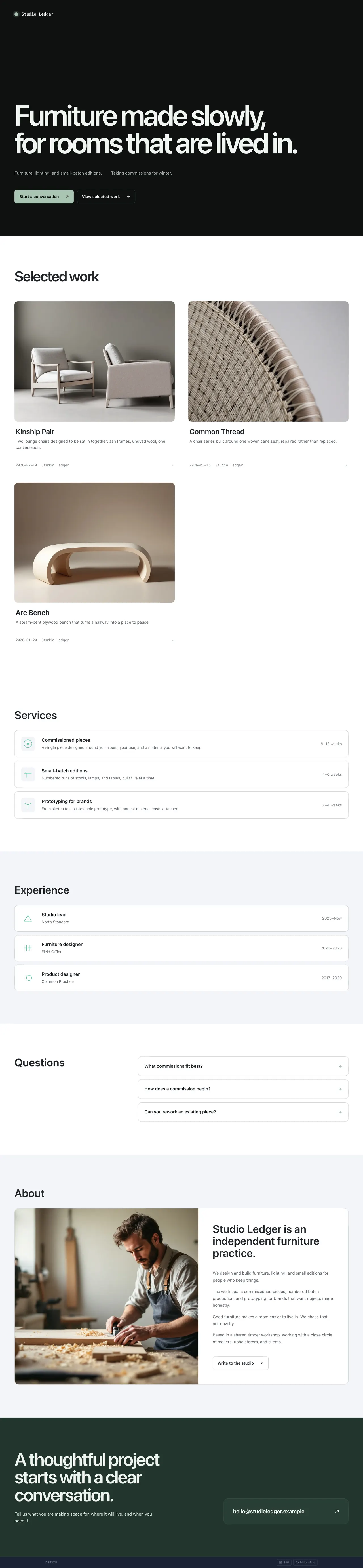 Full-page preview of the Studio Ledger template